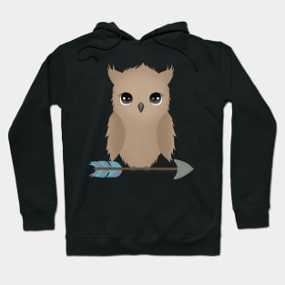 Cute Baby Owl Sitting on Arrow Hoodie